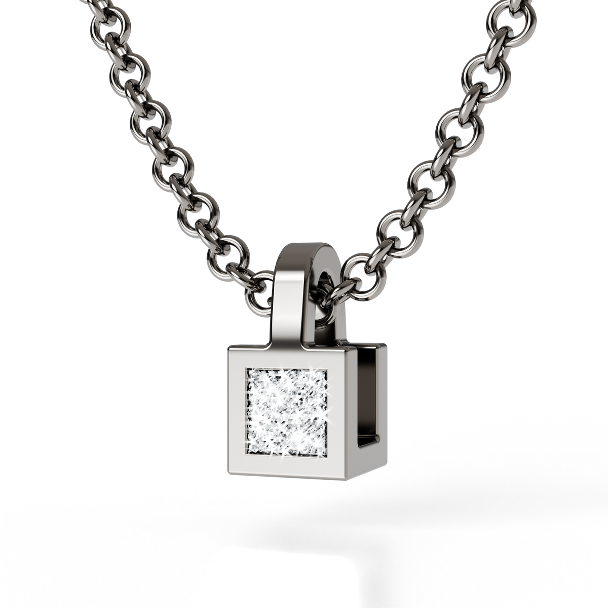 Collier Solitaire Osmium . Le Cube
