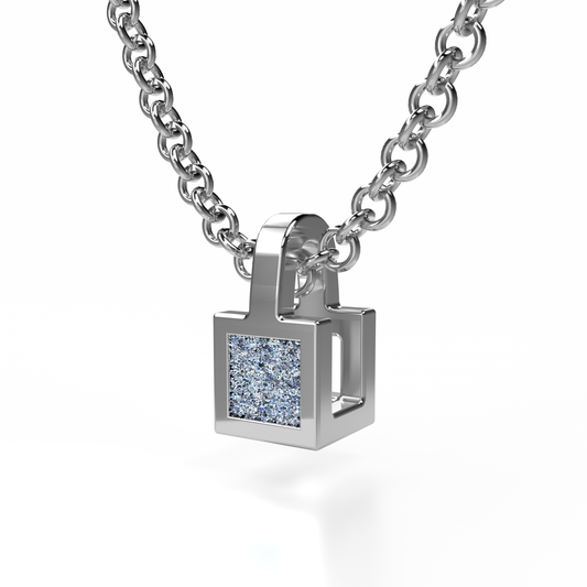 Collier Solitaire Osmium . Le Cube