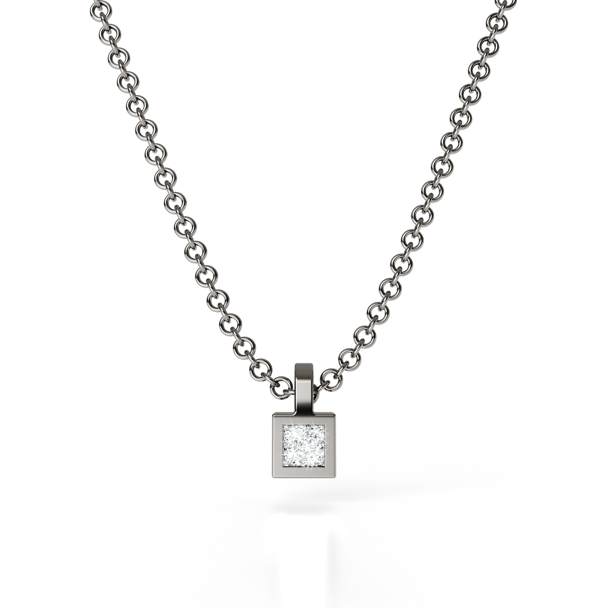 Collier Solitaire Osmium . Le Cube