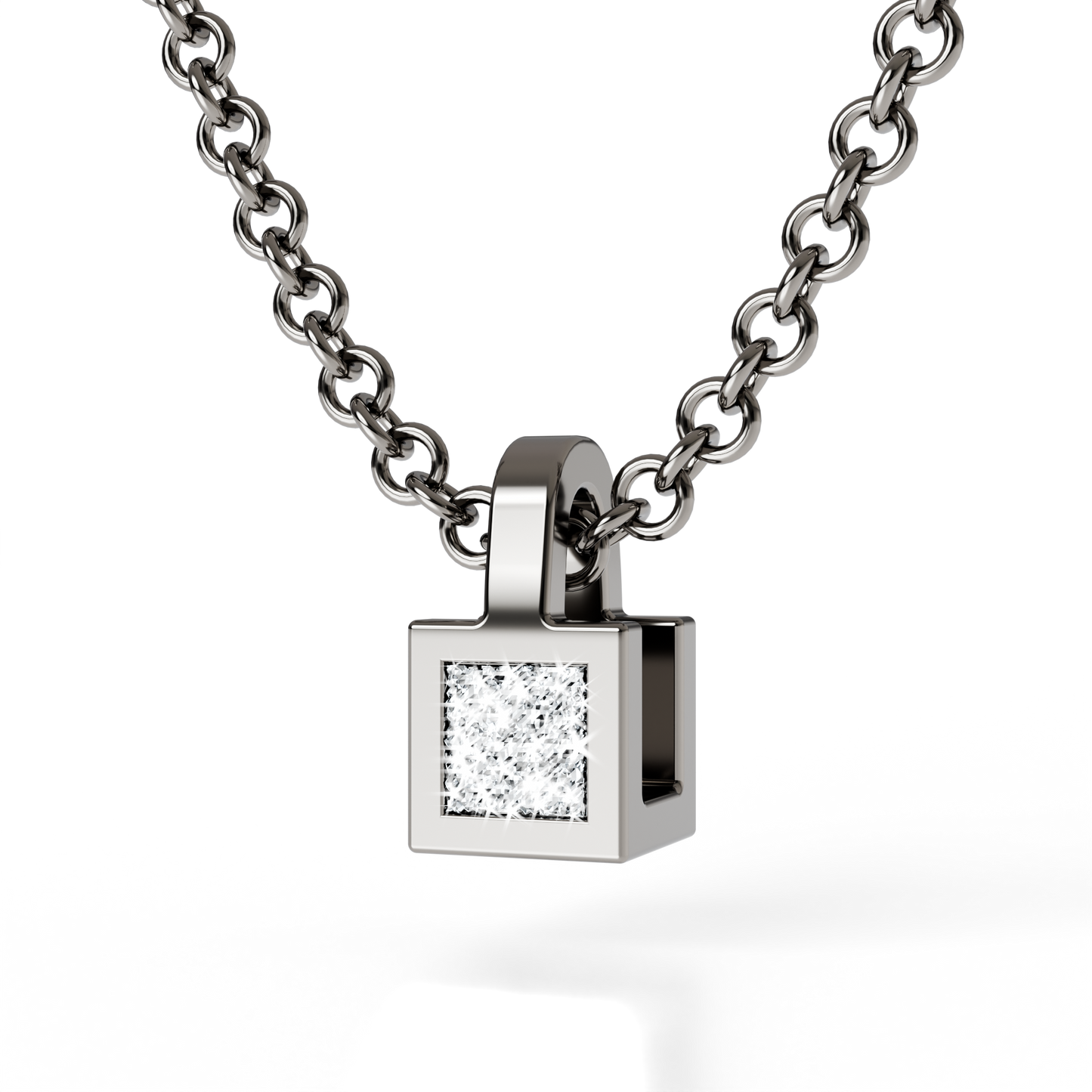 Collier Solitaire Osmium . Le Cube