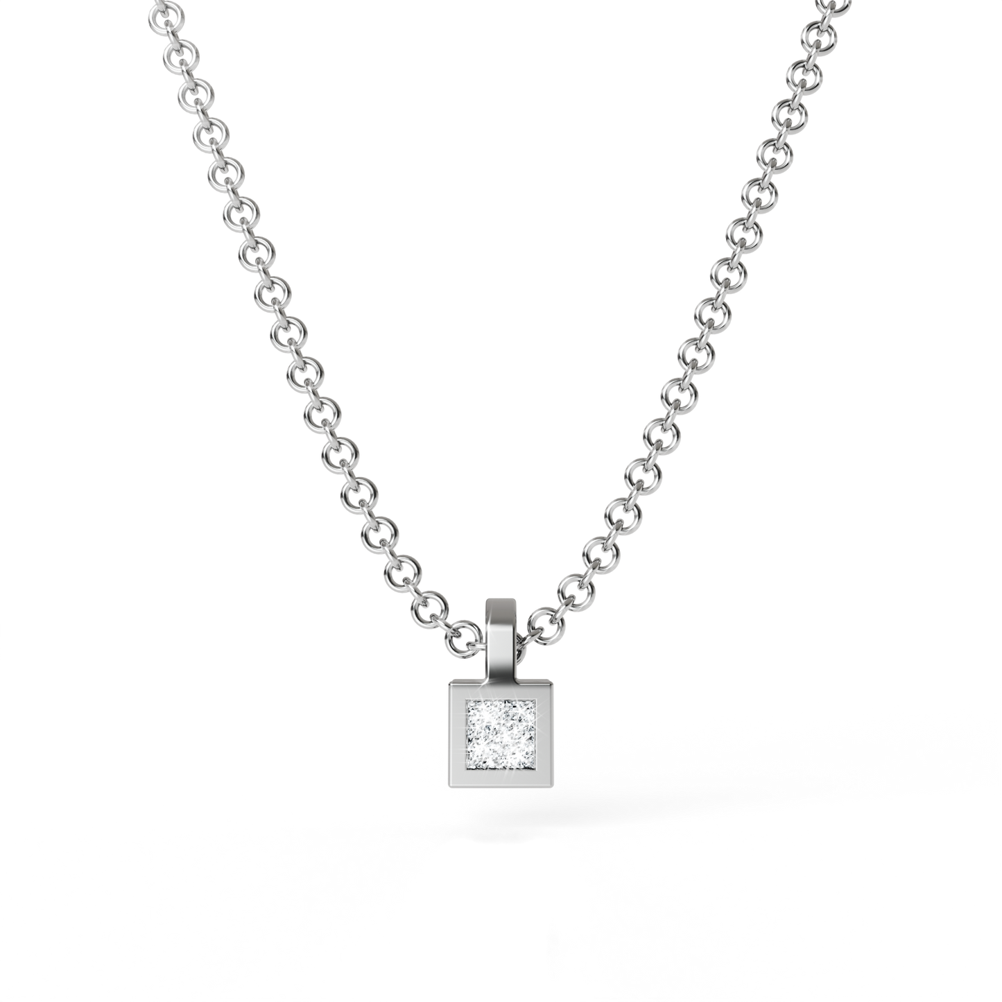 Collier Solitaire Osmium . Le Cube