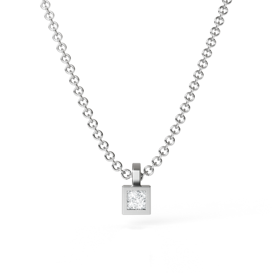 Collier Solitaire Osmium . Le Cube