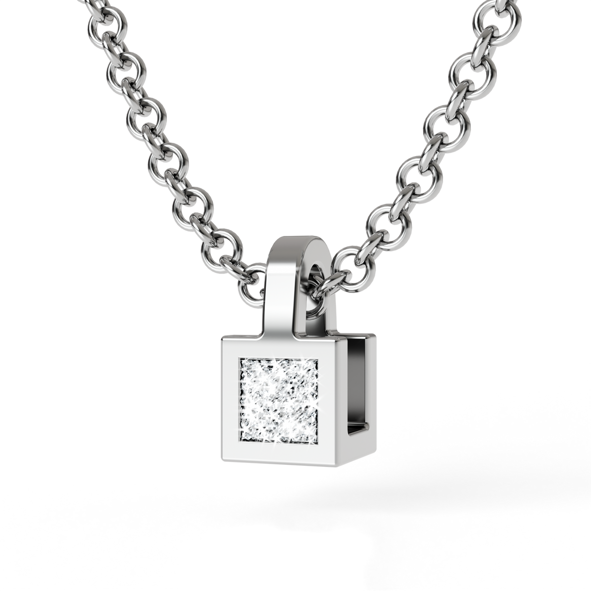 Collier Solitaire Osmium . Le Cube
