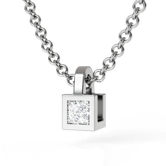 Collier Solitaire Osmium . Le Cube