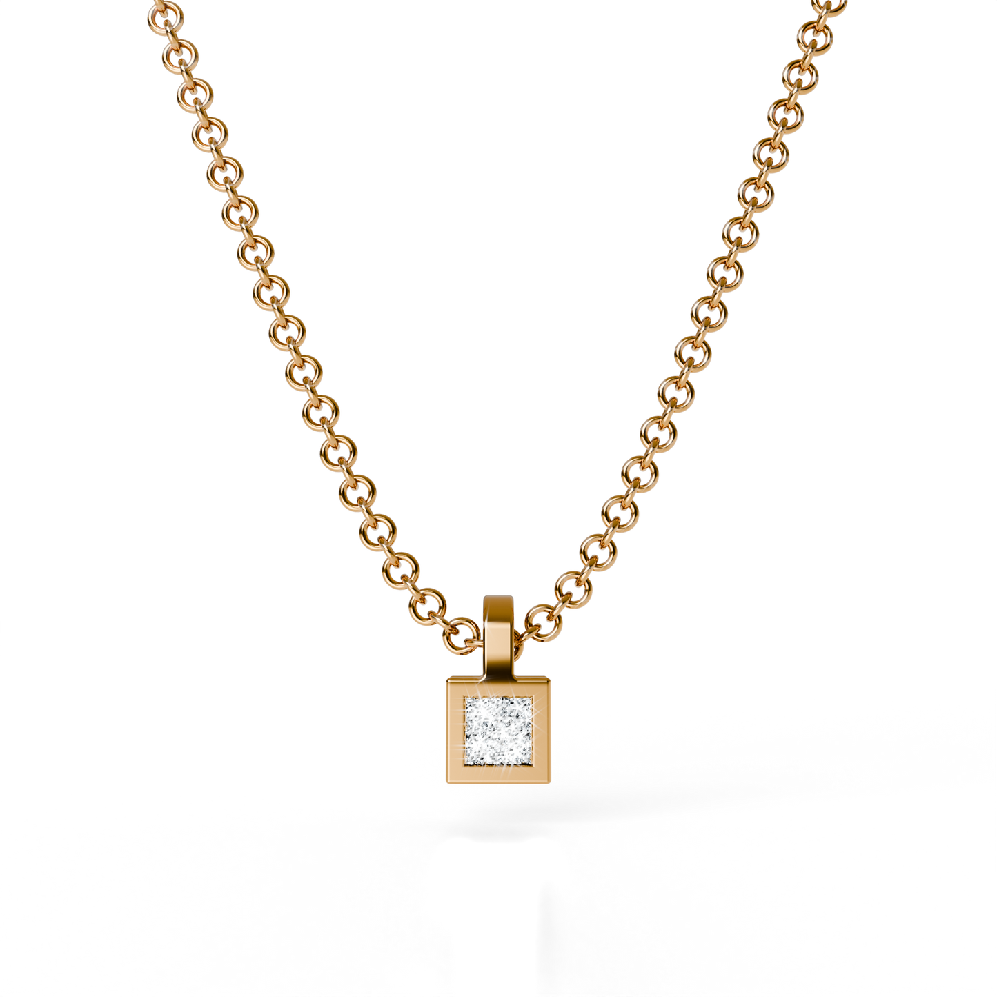 Collier Solitaire Osmium . Le Cube