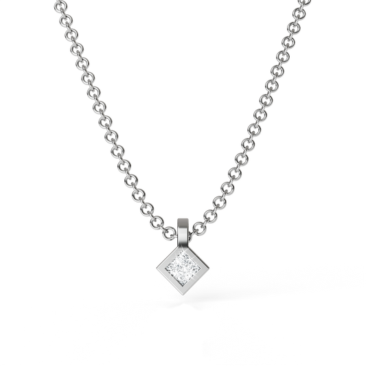 Collier Solitaire Osmium . Le Diamant
