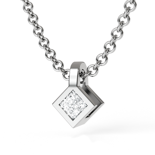 Collier Solitaire Osmium . Le Diamant