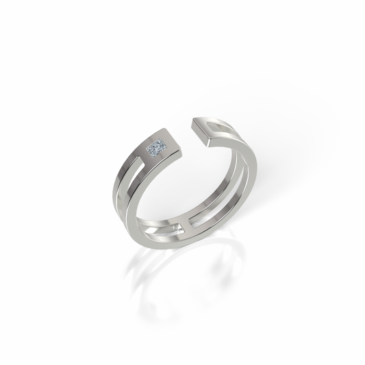 Bague Ajustable Osmium . Horizon