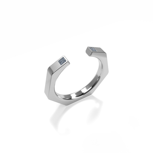 Bague Ajustable Osmium . L'Hexagone