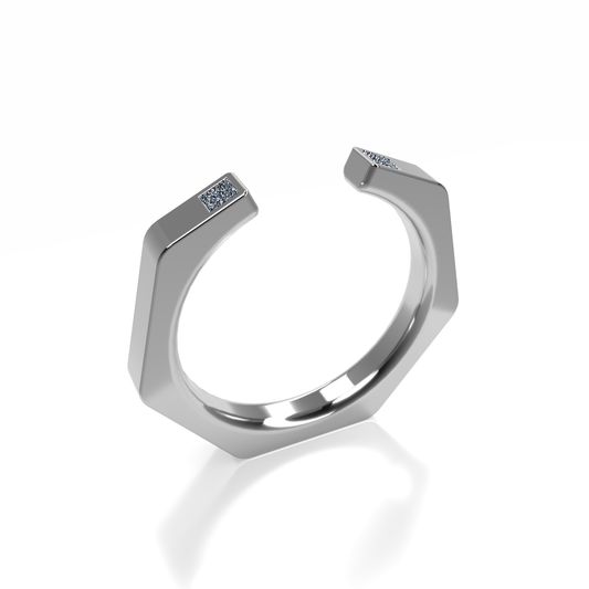 Bague Ajustable Osmium . L'Hexagone