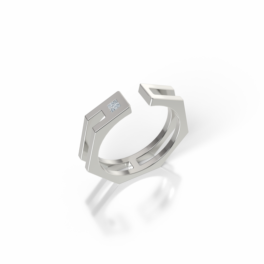 Bague Ajustable Osmium . L'Hexagone