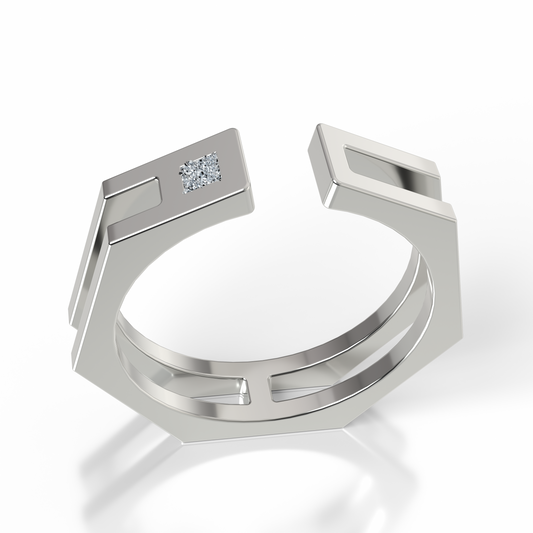Bague Ajustable Osmium . L'Hexagone
