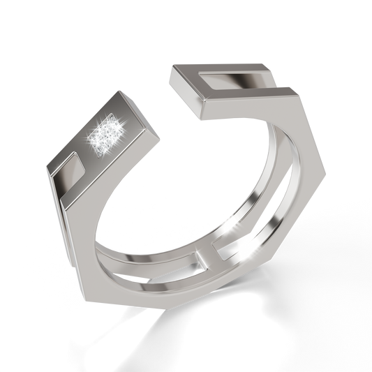 Bague Ajustable Osmium . L'Hexagone