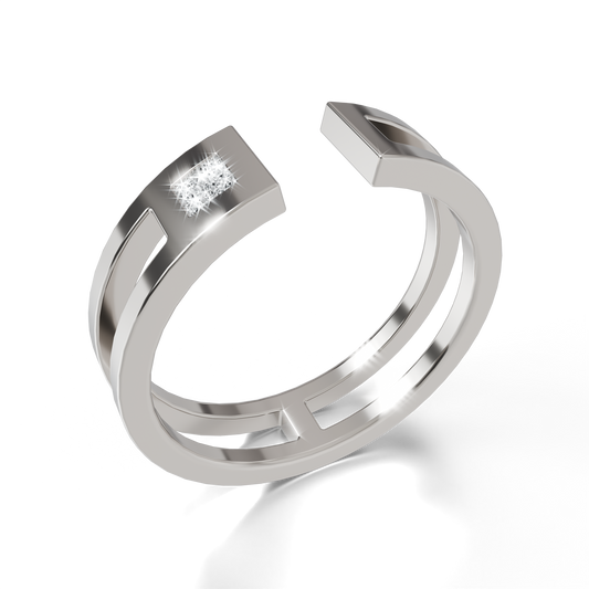 Bague Ajustable Osmium . Horizon